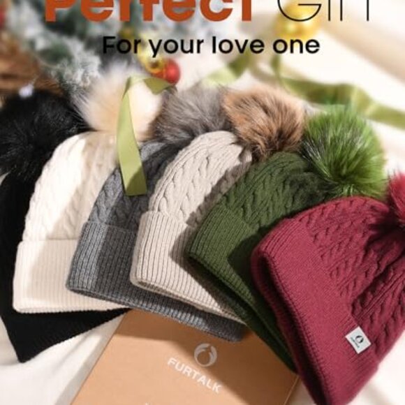 Fleece Lined Pom Pom Beanie Warm Knit Cap Winter Hat Chic Cozy main image 4